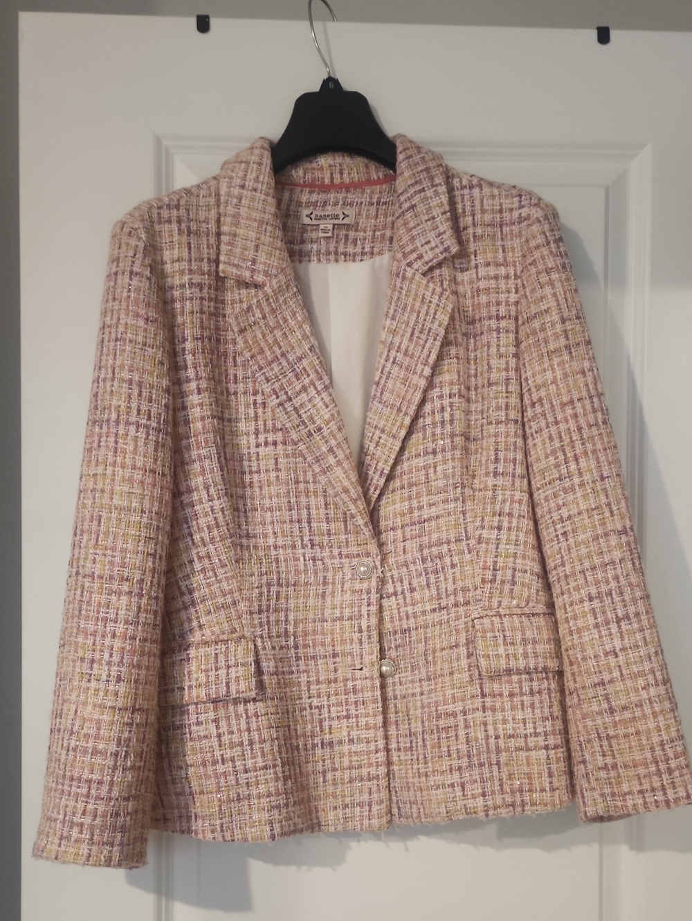 Women’s Pastel Tweed Blazer Jacket And Skirt